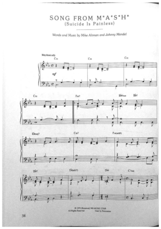 Jazz Standard Song From Mash score for Piano