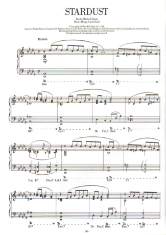 Jazz Standard Stardust score for Piano