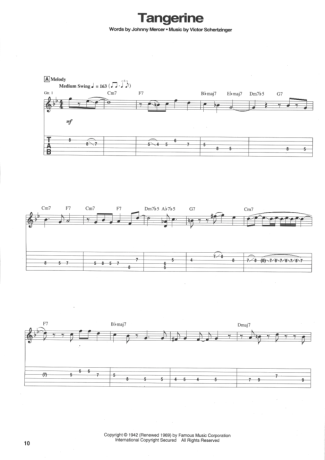 Jazz Standard Tangerine score for Guitar