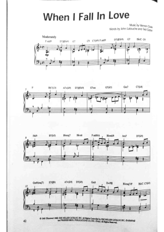 Jazz Standard When I Fall In Love score for Piano