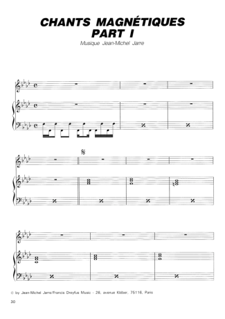 Jean Michel Jarre Chants Magnétiques Part I score for Piano