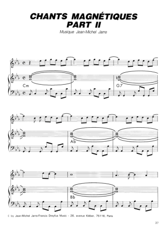 Jean Michel Jarre Chants Magnétiques Part II score for Piano