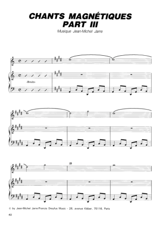 Jean Michel Jarre Chants Magnétiques Part III score for Piano
