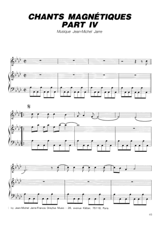 Jean Michel Jarre Chants Magnétiques Part IV score for Piano