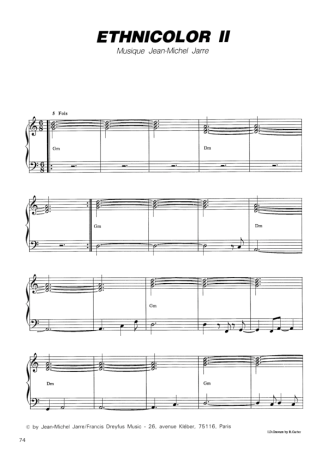 Jean Michel Jarre Ethnicolor II score for Piano