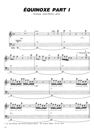 Jean Michel Jarre Équinoxe Part I score for Piano