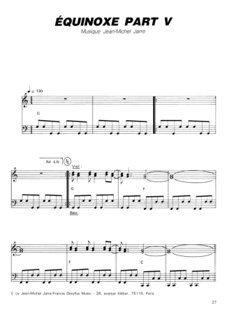 Jean Michel Jarre Équinoxe Part V score for Piano