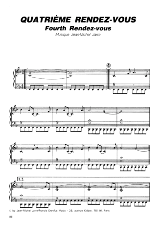 Jean Michel Jarre Fourth Rendez Vous score for Piano