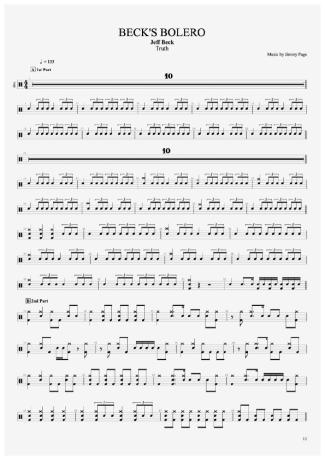 Jeff Beck Beck´s Bolero score for Drums