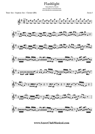 Jessie J. Flashlight score for Tenor Saxophone Soprano Clarinet (Bb)