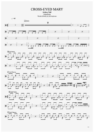 Jethro Tull Cross-Eyed Mary score for Drums