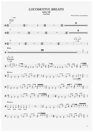 Jethro Tull Locomotive Breath score for Drums