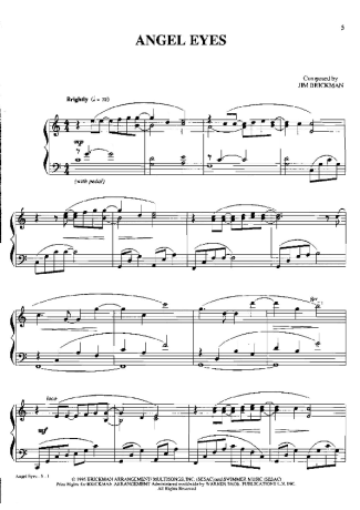 Jim Brickman Angel Eyes score for Piano