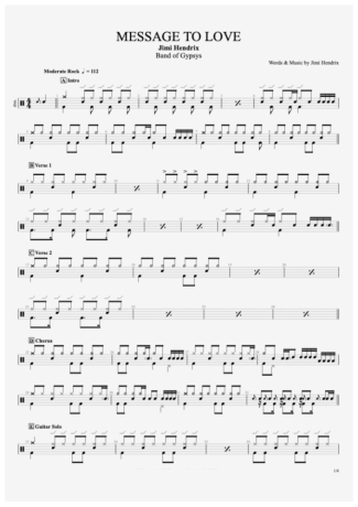 Jimi Hendrix  score for Drums