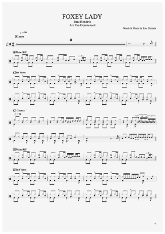 Jimi Hendrix  score for Drums