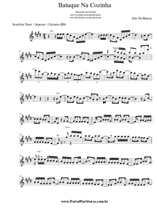 João Da Baiana Batuque Na Cozinha score for Tenor Saxophone Soprano (Bb)
