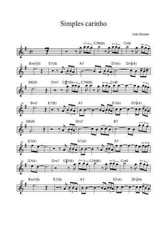 João Donato Simples Carinho score for Clarinet (Bb)