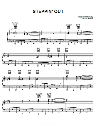 Joe Jackson Steppin  Out score for Piano