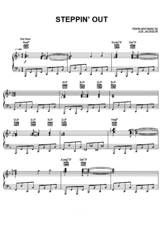 Joe Jackson Steppin Out score for Piano