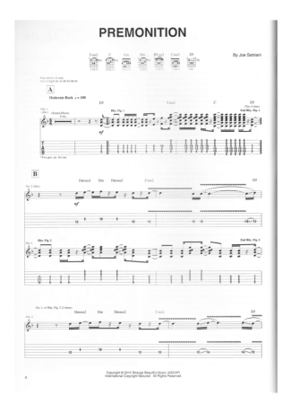 Joe Satriani Premonition score for Guitar