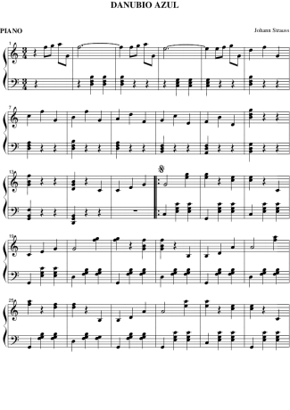 Johann Strauss Danubio Azul score for Piano