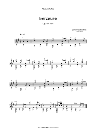 Johannes Brahms Berceuse Op. 49 Nr 4 score for Acoustic Guitar