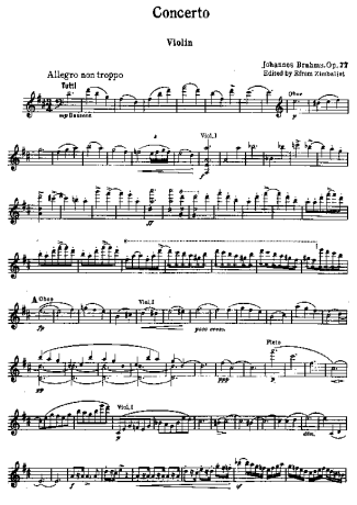Johannes Brahms Violin Concerto score for Violin
