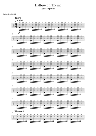 John Carpenter Halloween Theme score for Drums