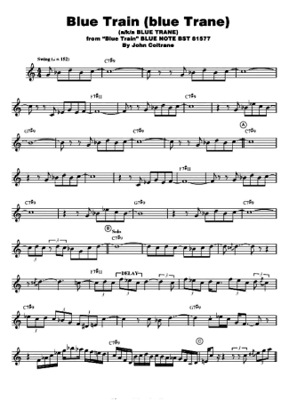 John Coltrane Blue Train (blue Trane) score for Keyboard