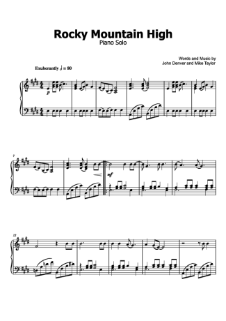 John Denver  score for Piano