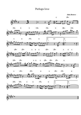 John Denver e Placido Domingo Perhaps Love score for Clarinet (Bb)