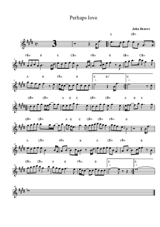 John Denver e Placido Domingo Perhaps Love score for Clarinet (Bb)