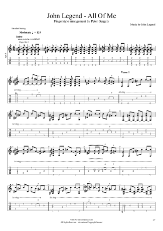 John Legend  score for Acoustic Guitar