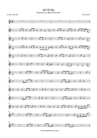 John Legend All Of Me score for Alto Saxophone