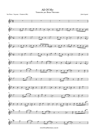 John Legend All Of Me score for Clarinet (Bb)