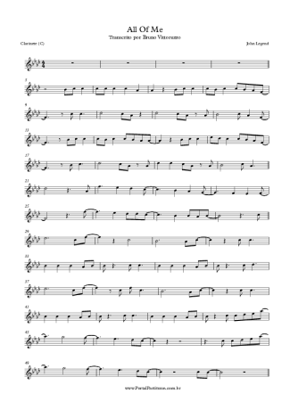 John Legend All Of Me score for Clarinet (C)