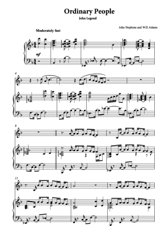 John Legend Ordinary People score for Piano