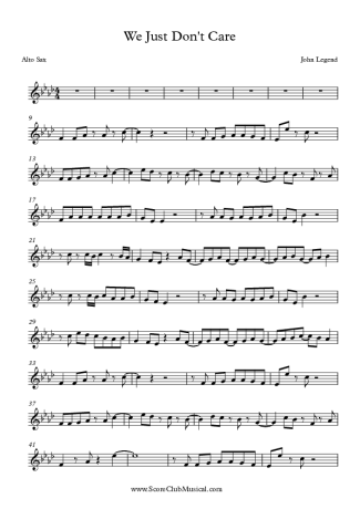 John Legend We Just Don´t Care score for Alto Saxophone