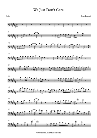 John Legend We Just Don´t Care score for Cello