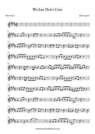 John Legend We Just Don´t Care score for Harmonica