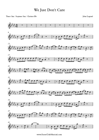 John Legend We Just Don´t Care score for Tenor Saxophone Soprano (Bb)