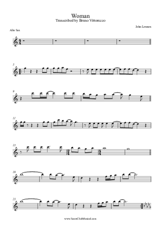 John Lennon - Woman - Sheet Music For Alto Saxophone, woman john