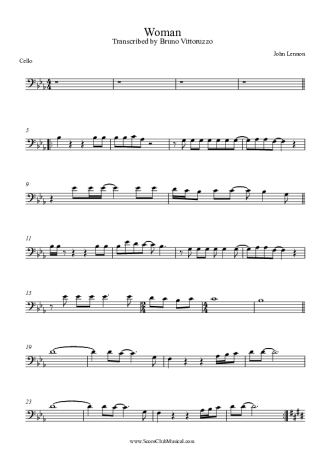 John Lennon Woman score for Cello