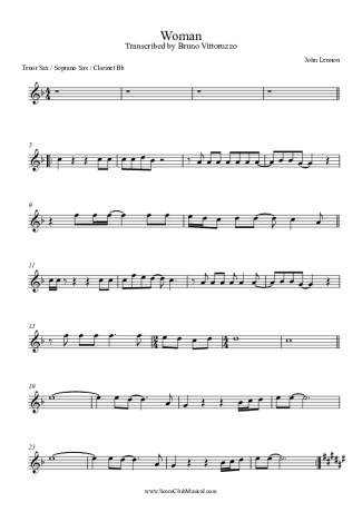 John Lennon Woman score for Clarinet (Bb)