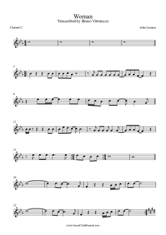 John Lennon Woman score for Clarinet (C)