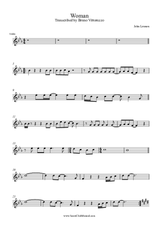 ☆ John Lennon-Woman Violin Score pdf, - Free Score Download ☆