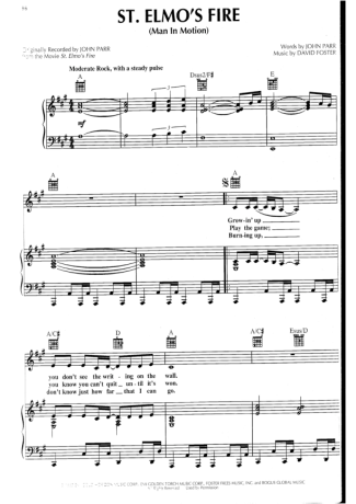 John Parr ST. Elmo´s Fire score for Piano