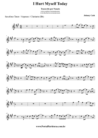 Johnny Cash I Hurt Myself Today score for Tenor Saxophone Soprano (Bb)