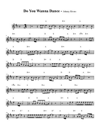 Johnny Rivers Do You Wanna Dance score for Clarinet (Bb)