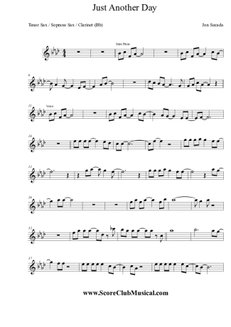 Jon Secada Just Another Day score for Tenor Saxophone Soprano Clarinet (Bb)